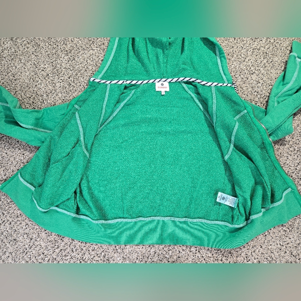 SUNDRY Horizon Zip-up Hoodie in Kelly Green Womens Size XS Cropped Relaxed EUC - Picture 5 of 12